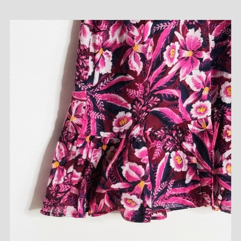 & Other Stories Dress Drop Waist Shoulder Straps Ruffle Bottom Floral Slip Dress
